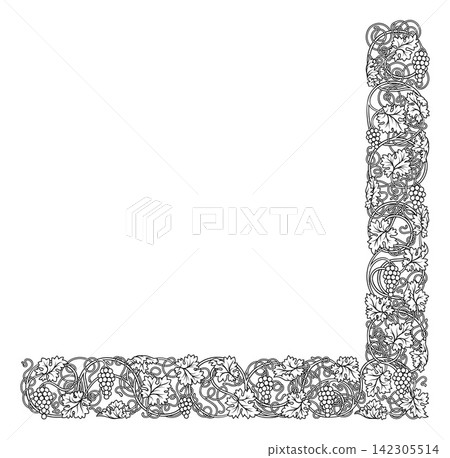 Grape Vine Grapevine Leaves Grapes Leaf Border Grape Vine Grapevine Leaves Grapes Leaf Border 142305514