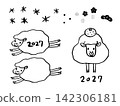 2027羊年新年手繪線稿插畫套裝 - 黑白 142306181