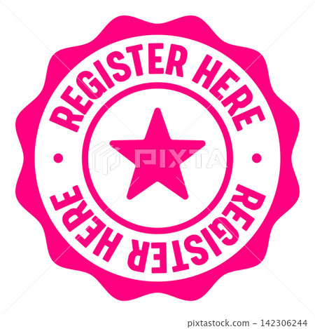 register here seal badge. register here label sticker. Vector sign register here seal badge. register here label sticker. Vector sign 142306244