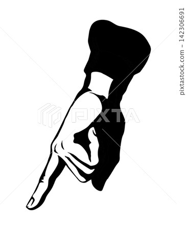 Finger pointing to an object. Vector drawing Finger pointing to an object. Vector drawing 142306691