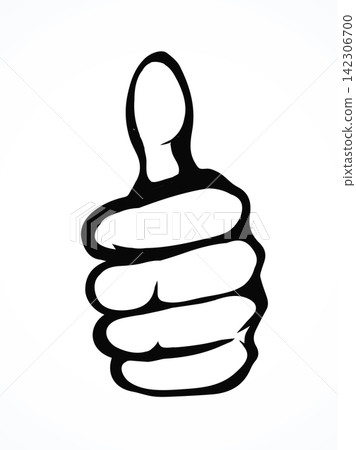 Thumb up. The sign is excellent. Vector drawing Thumb up. The sign is excellent. Vector drawing 142306700