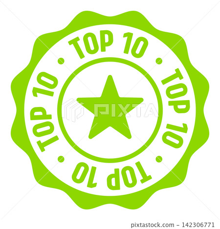 top 10 seal badge. top 10 label sticker. Vector sign 142306771