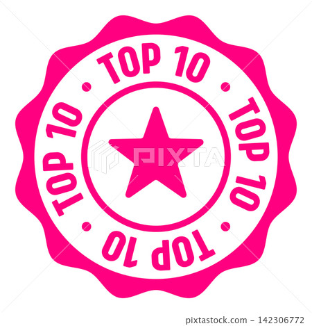 top 10 seal badge. top 10 label sticker. Vector sign top 10 seal badge. top 10 label sticker. Vector sign 142306772