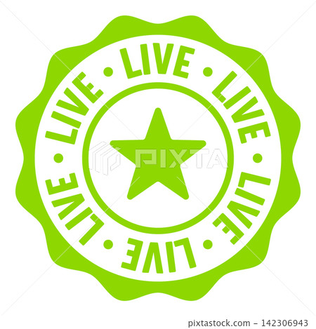 live seal badge. live label sticker. Vector sign live seal badge. live label sticker. Vector sign 142306943