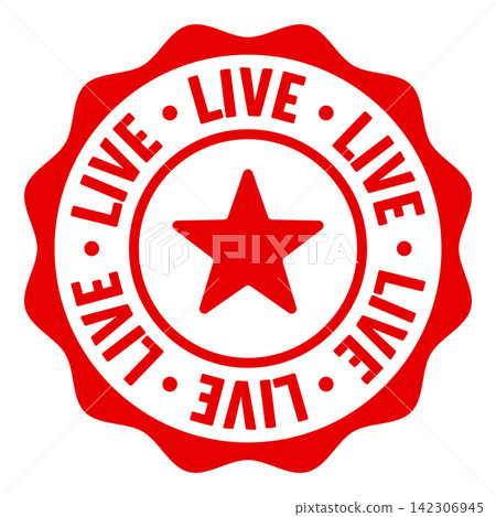 live seal badge. live label sticker. Vector sign live seal badge. live label sticker. Vector sign 142306945