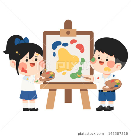 Thai Students Painting Colorful Art Together 142307216