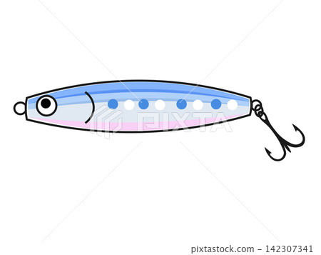 Illustration of a blue metal jig lure Illustration of a blue metal jig lure 142307341