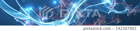 Abstract science background with digital plexus waves and particle connections Abstract science background with digital plexus waves and particle connections 142307801