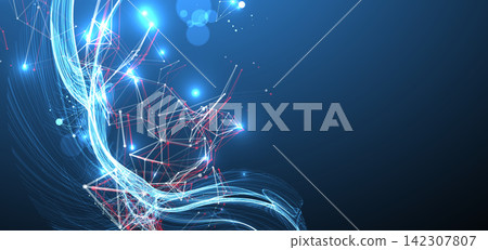 Abstract science background with digital plexus waves and particle connections Abstract science background with digital plexus waves and particle connections 142307807