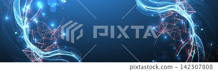 Abstract science background with digital plexus waves and particle connections Abstract science background with digital plexus waves and particle connections 142307808
