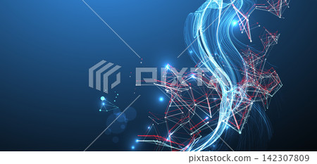Abstract science background with digital plexus waves and particle connections Abstract science background with digital plexus waves and particle connections 142307809