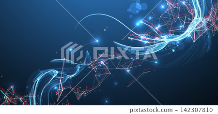 Abstract science background with digital plexus waves and particle connections Abstract science background with digital plexus waves and particle connections 142307810