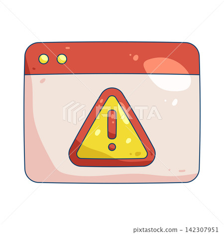 Illustration of warning sign in browser window Illustration of warning sign in browser window 142307951