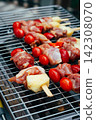 Grilled Meat Skewers with Bacon 142308070