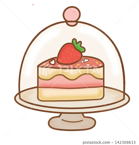 Strawberry layer cake under glass dome stand bakery cafe dessert display sticker print visual graphic clipart artwork design icon element illustration Strawberry layer cake under glass dome stand bakery cafe dessert display sticker print visual graphic clipart artwork design icon element illustration 142308613