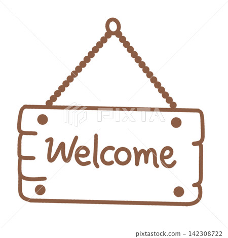 Wooden framed welcome sign board hanging shop entrance cafe home greeting board sticker print visual graphic clipart artwork design icon element illustration Wooden framed welcome sign board hanging shop entrance cafe home greeting board sticker print visual graphic clipart artwork design icon element illustration 142308722