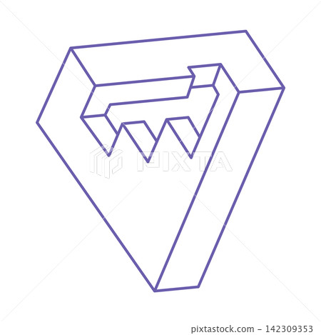 Optical illusion logo. Impossible shapes. Sacred geometry figures. Abstract eternal geometric objects. Impossible endless outline shape. Optical art. Impossible geometry shape on a white background. Optical illusion logo. Impossible shapes. Sacred geometry figures. Abstract eternal geometric objects. Impossible endless outline shape. Optical art. Impossible geometry shape on a white background. 142309353