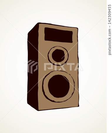 Doodle speaker illustration on white background Doodle speaker illustration on white background 142309455
