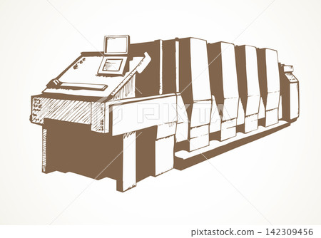 Modern printing press.Vector sketch Modern printing press.Vector sketch 142309456
