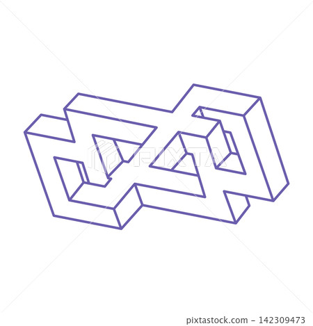 Impossible optical illusion shapes. Logo in trendy 2022 Very Peri color. Optical art objects. Impossible figures. Escher style tattoo. Geometry. Impossible optical illusion shapes. Logo in trendy 2022 Very Peri color. Optical art objects. Impossible figures. Escher style tattoo. Geometry. 142309473