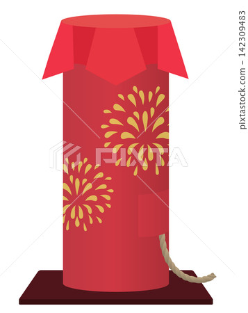 點燃前的紅色煙火示意圖。 點燃前的紅色煙火示意圖。 142309483