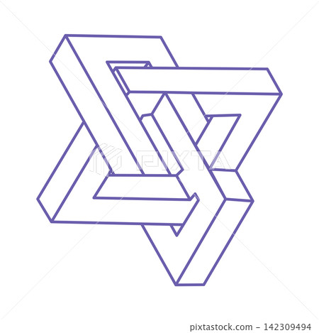 Impossible shape. Sacred geometry figures. Optical illusion. Abstract eternal geometric objects. Impossible endless outline. Optical art. Impossible geometry shape on a white background. Escher style. Impossible shape. Sacred geometry figures. Optical illusion. Abstract eternal geometric objects. Impossible endless outline. Optical art. Impossible geometry shape on a white background. Escher style. 142309494