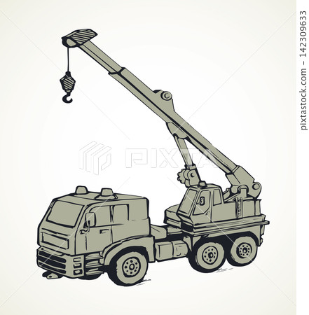 Machine with crane. Vector drawing Machine with crane. Vector drawing 142309633