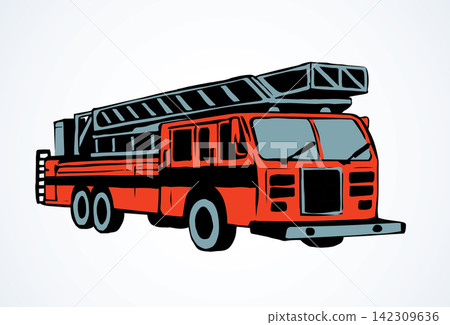 Fire truck. Vector drawing icon Fire truck. Vector drawing icon 142309636