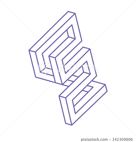 Escher paradox geometry. Optical illusion objects. Sacred geometric figures. Optical art tattoo in trendy 2022 Very Peri color. Impossible shapes. Escher paradox geometry. Optical illusion objects. Sacred geometric figures. Optical art tattoo in trendy 2022 Very Peri color. Impossible shapes. 142309806