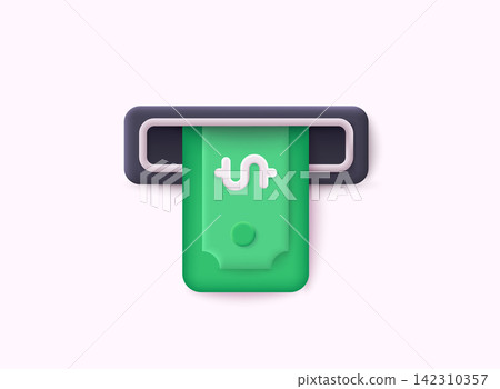 ATM terminal usage concept. 3D Web Vector Illustrations. ATM terminal usage concept. 3D Web Vector Illustrations. 142310357