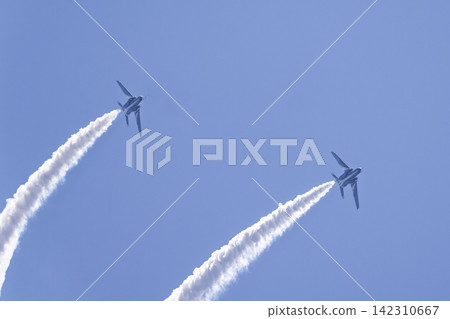 Summer blue sky and the Blue Impulse at Matsushima Air Base, Higashimatsushima City, Miyagi Prefecture Summer blue sky and the Blue Impulse at Matsushima Air Base, Higashimatsushima City, Miyagi Prefecture 142310667