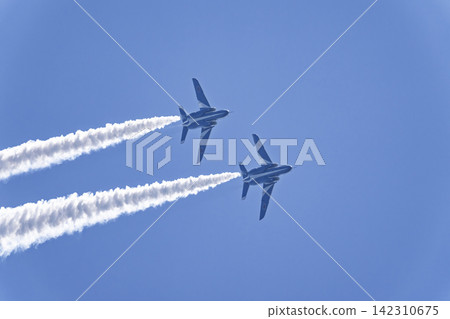 Summer blue sky and the Blue Impulse at Matsushima Air Base, Higashimatsushima City, Miyagi Prefecture Summer blue sky and the Blue Impulse at Matsushima Air Base, Higashimatsushima City, Miyagi Prefecture 142310675