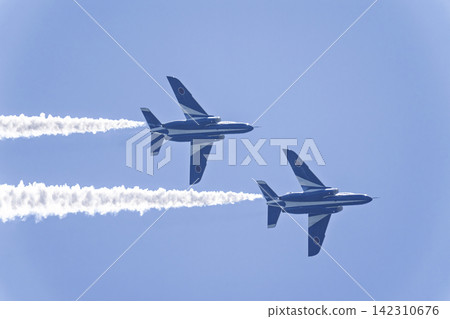 Summer blue sky and the Blue Impulse at Matsushima Air Base, Higashimatsushima City, Miyagi Prefecture Summer blue sky and the Blue Impulse at Matsushima Air Base, Higashimatsushima City, Miyagi Prefecture 142310676