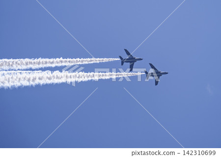 Summer blue sky and the Blue Impulse at Matsushima Air Base, Higashimatsushima City, Miyagi Prefecture Summer blue sky and the Blue Impulse at Matsushima Air Base, Higashimatsushima City, Miyagi Prefecture 142310699