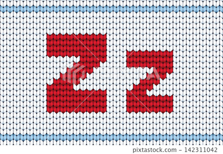 Vector knitted alphabet. Red characters on white background Vector knitted alphabet. Red characters on white background 142311042
