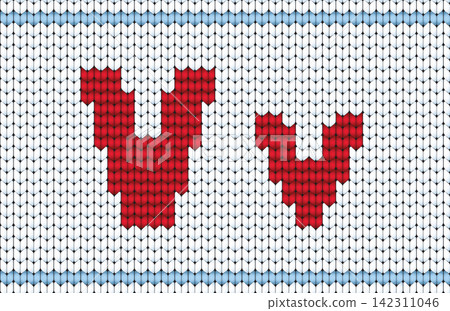 Vector knitted alphabet. Red characters on white background Vector knitted alphabet. Red characters on white background 142311046