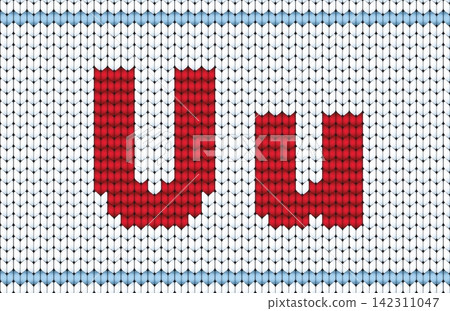 Vector knitted alphabet. Red characters on white background Vector knitted alphabet. Red characters on white background 142311047