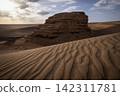 Footprints remaining in the desert 142311781