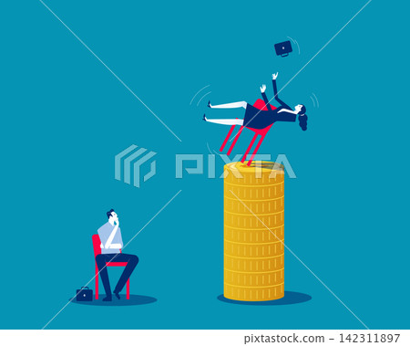 Career advancement. Business partner falling from high chairs 142311897