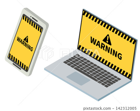 Warning illustrations for smartphones and PCs that can be used to warn people about phishing scams and unauthorized access. Warning illustrations for smartphones and PCs that can be used to warn people about phishing scams and unauthorized access. 142312005