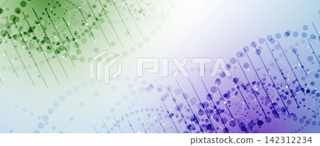 Futuristic science and medical background with molecule, DNA strands, connected neural web Futuristic science and medical background with molecule, DNA strands, connected neural web 142312234