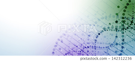 Futuristic science and medical background with molecule, DNA strands, connected neural web Futuristic science and medical background with molecule, DNA strands, connected neural web 142312236