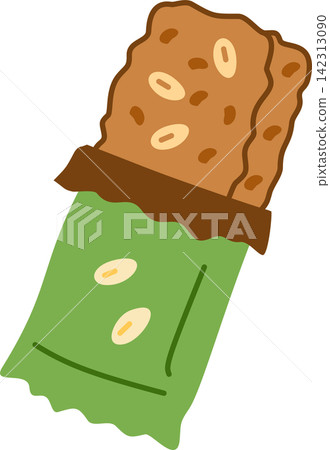 granola bar with nuts and seeds partially unwrapped granola bar with nuts and seeds partially unwrapped 142313090