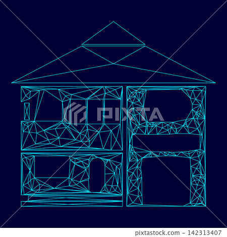 House low poly triangulation triangulated polygonal electric cyan blue vibrant aqua neon color vector illustration image outline contour line House low poly triangulation triangulated polygonal electric cyan blue vibrant aqua neon color vector illustration image outline contour line 142313407