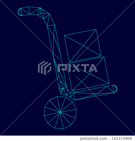 Truck with boxes low poly triangulation triangulated polygonal electric cyan blue vibrant aqua neon color vector illustration image outline contour line Truck with boxes low poly triangulation triangulated polygonal electric cyan blue vibrant aqua neon color vector illustration image outline contour line 142313409