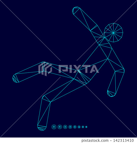 Man slip fall low poly triangulation triangulated polygonal electric cyan blue vibrant aqua neon color vector illustration image outline contour line Man slip fall low poly triangulation triangulated polygonal electric cyan blue vibrant aqua neon color vector illustration image outline contour line 142313410