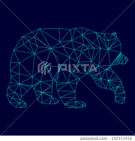 Bear low poly triangulation triangulated polygonal electric cyan blue vibrant aqua neon color vector illustration image outline contour line Bear low poly triangulation triangulated polygonal electric cyan blue vibrant aqua neon color vector illustration image outline contour line 142313418