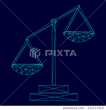 Law scale low poly triangulation triangulated polygonal electric cyan blue vibrant aqua neon color vector illustration image outline contour line Law scale low poly triangulation triangulated polygonal electric cyan blue vibrant aqua neon color vector illustration image outline contour line 142313429