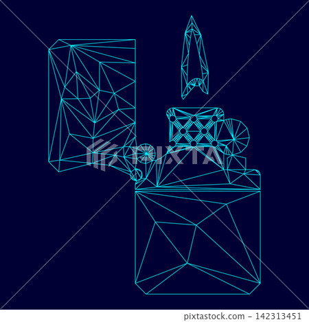 Cigarette lighter low poly triangulation triangulated polygonal electric cyan blue vibrant aqua neon color vector illustration image outline contour line Cigarette lighter low poly triangulation triangulated polygonal electric cyan blue vibrant aqua neon color vector illustration image outline contour line 142313451