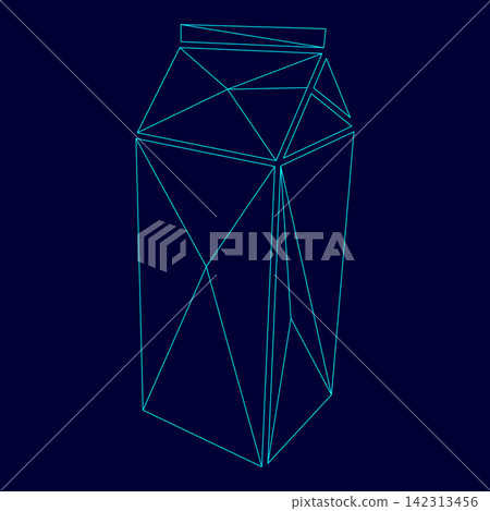 Package for milk low poly triangulation triangulated polygonal electric cyan blue vibrant aqua neon color vector illustration image outline contour line 142313456